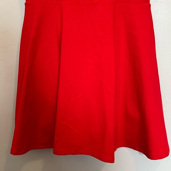 Express Red Skater Dress Built in Shorts Wired V Neck - Picture 4 of 15
